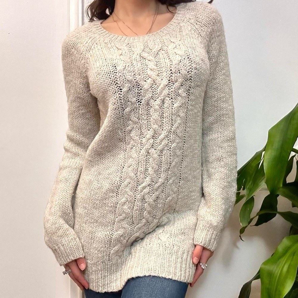 American Eagle Outfitters Wool Blend Knit Sweater Cream Size Medium